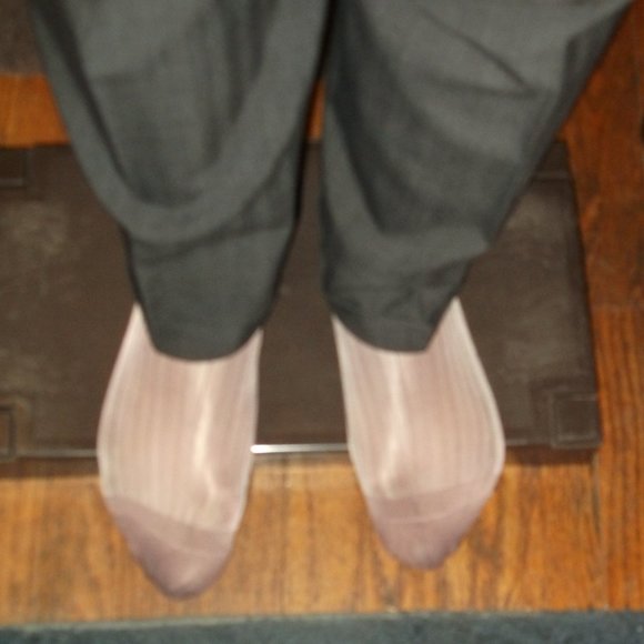 2PR Men's Sheer Taupe Thick N Thin with Pattern, Cap Toe Cap Heel Socks - 10 -13 - Picture 12 of 13